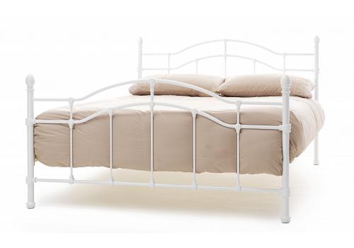 4ft6 Pure Gloss White Metal Bed Frame 1